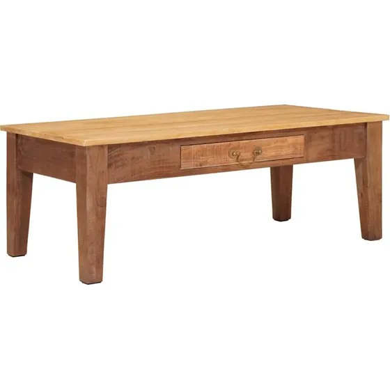 Sofabord i massivt mangotræ med skuffe 110x55x40 cm