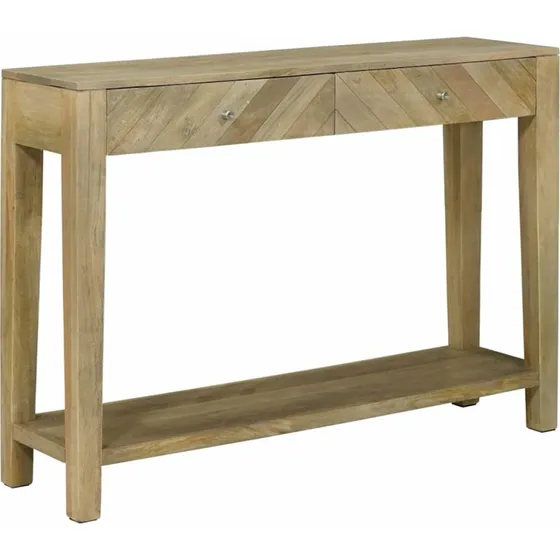 Konsolbord i massivt mangotræ, naturlig grå 110x30x80 cm