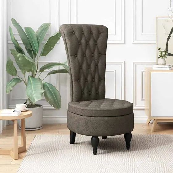 Sækkestol mørkegrå høj ryg i faux suede 56,5×70×110 cm