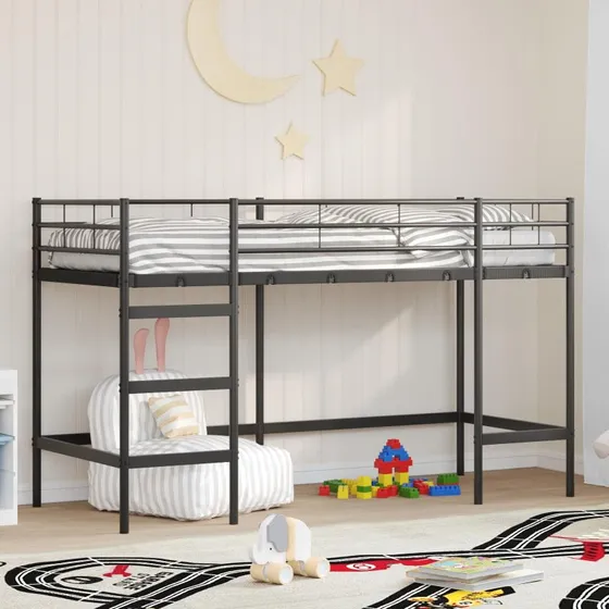 Loftseng til børn 90x190 cm – Sort stålramme