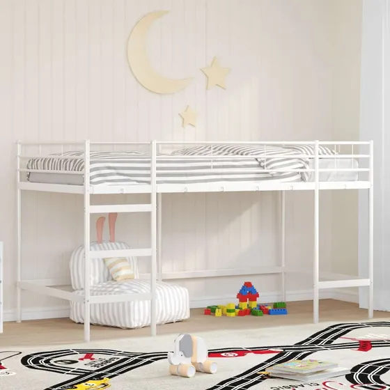 Loftseng til børn 90x200 cm – hvid stålramme