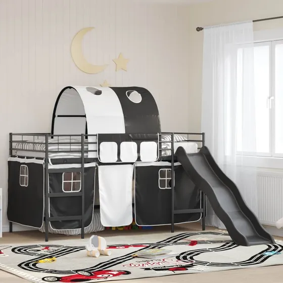 Loftseng til børn 90x200 cm sort i metal
