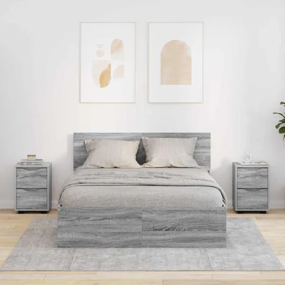 Sengeborde 2 stk Grå Sonoma 30,5x30x43 cm – Konstrueret træ
