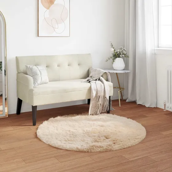 Kunstpels Fåreskindstæppe Ø 80 cm - Beige