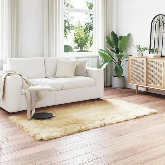 Faux fåreskind tæppe creme 80x200 cm – blødt polyester