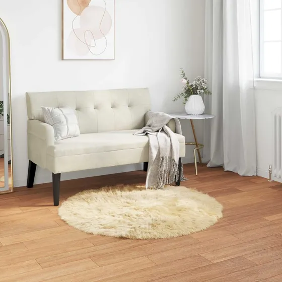 Kunstpels Faux Fåreskind Tæppe Creme Ø80 cm