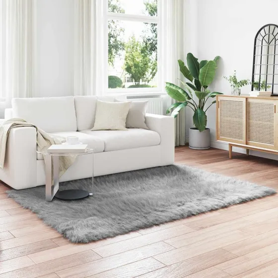 Faux fåreskind tæppe Tafalla 140x200 cm - Grå polyester