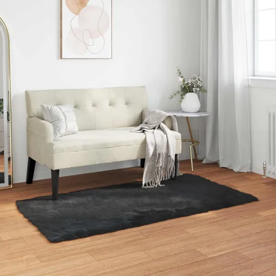 Falsk fåreskindstæppe Tafalla 80x150 cm - Sort