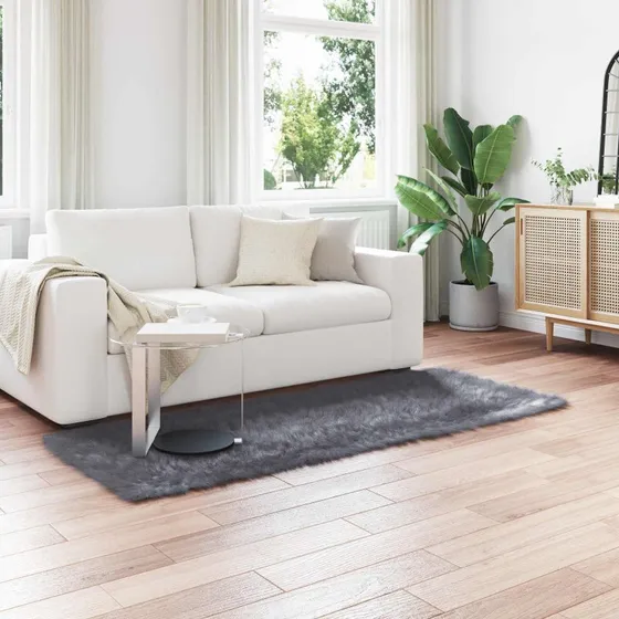 Falsk fåreskindstæppe Antracit 100x200 cm - Blødt polyester