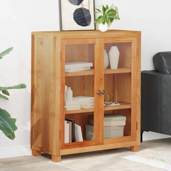 Brunt kabinet med hylde og låge 80x35x95 cm