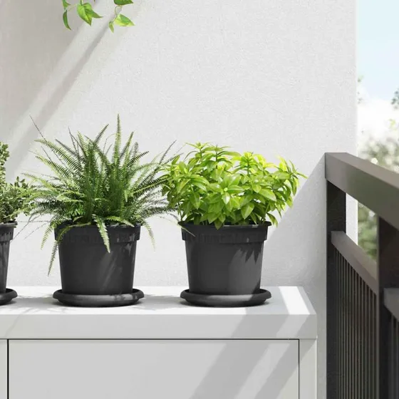 Rund blomsterpotte 6 stk sort Ø15x12 cm plast