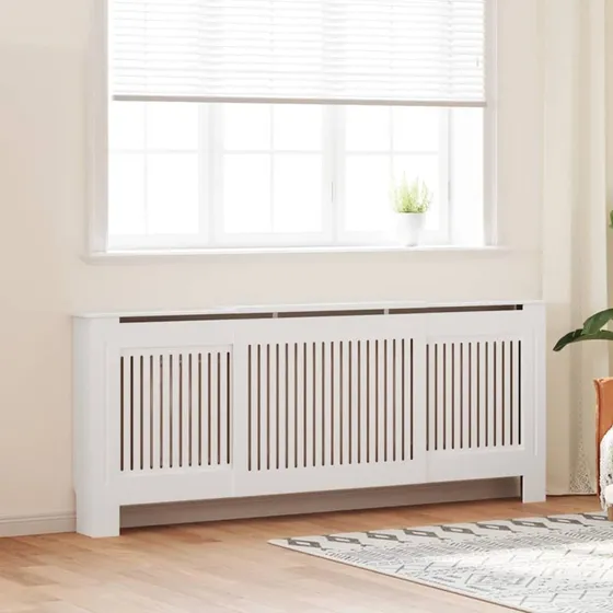 Radiatorcover 2 stk hvid 205x20,5x81,5 cm - konstrueret træ