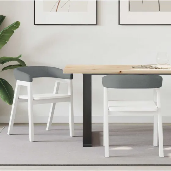 Hvide spisestole 2 stk 54x57x73 cm i massiv gummitræ