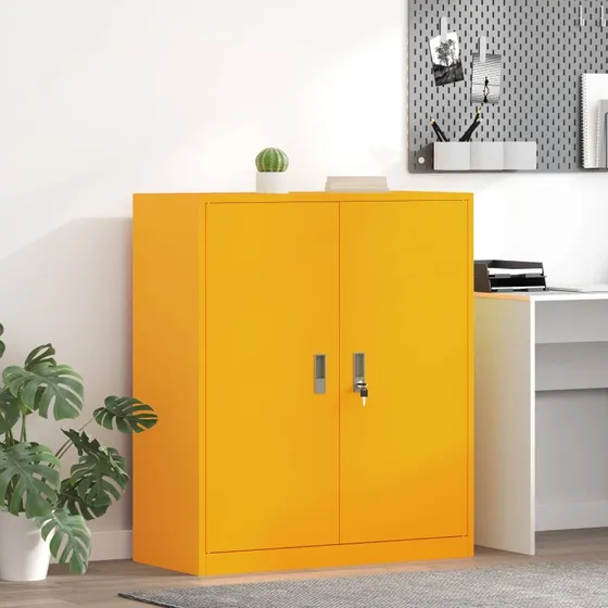 Opbevaringsskab Sennepsgul 90x40x105 cm Stål