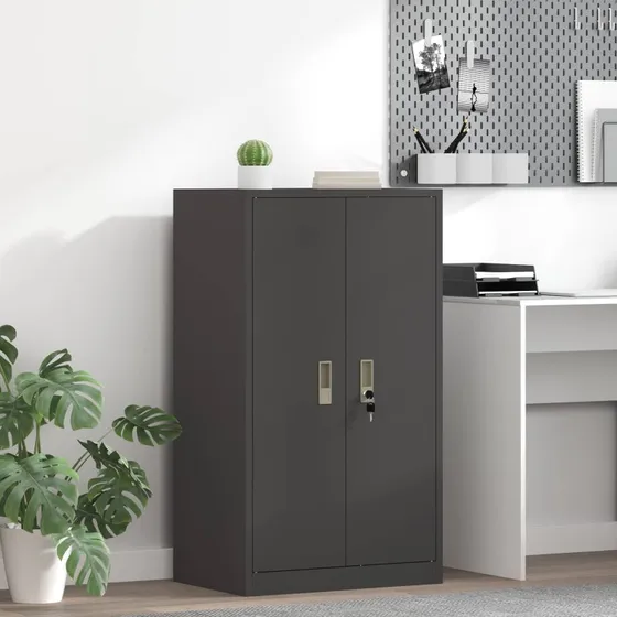 Opbevaringsskab i sort stål 60×40×105 cm