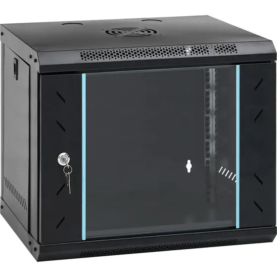 Netvrksskab vgmonteret sort 53x45x45 cm, stl & glas