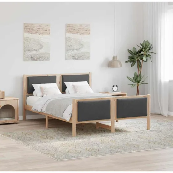 Sengestel med hovedgærde 150x200 cm - Mørkegrå stof