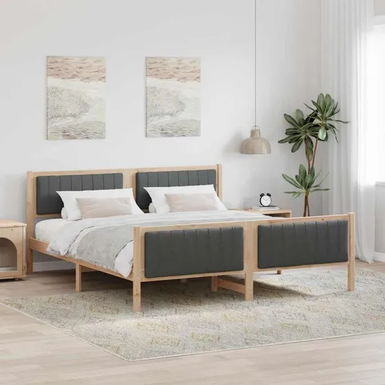 Sengestel i massivt fyrretræ 180x200 cm – brun/mørkegrå