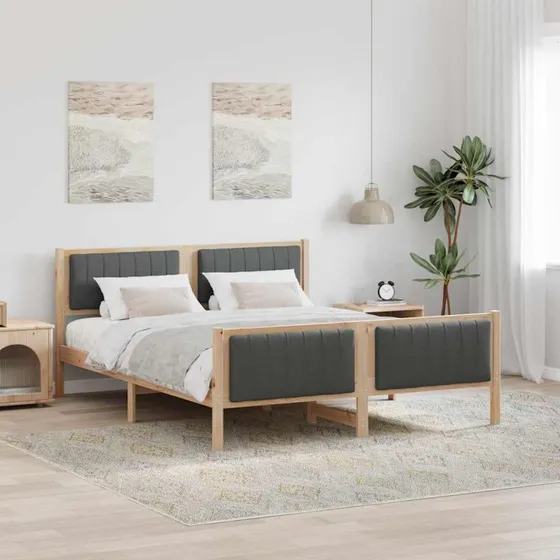 Sengestel i massivt fyrretræ 150x200 cm - brun/mørkegrå