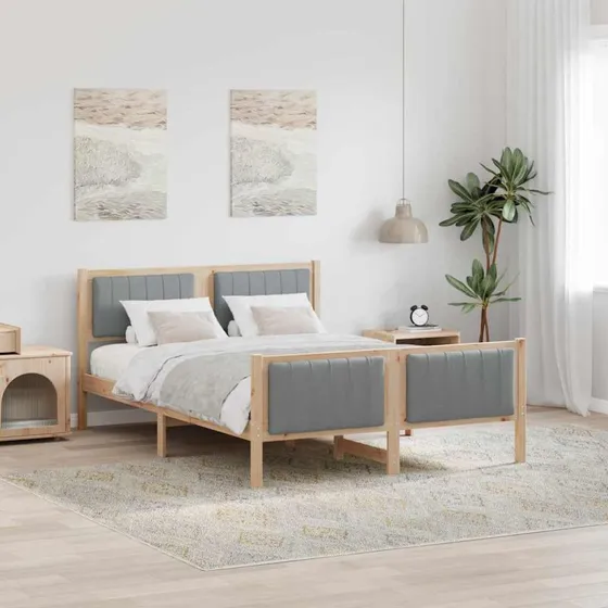 Sengestel i massivt fyrretræ 140x200 – brun/lys grå