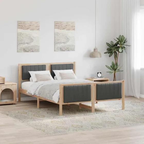 Sengestel i massivt fyrretræ 140x200 - brun/mørkegrå