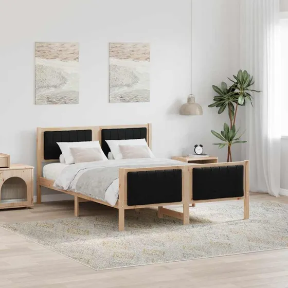 Sengestel i massivt fyrretræ 140x200 cm – brun/sort