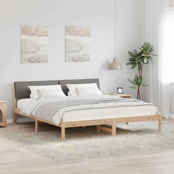 Sengestel i massivt fyrretræ 180x200 cm – brun/taupe