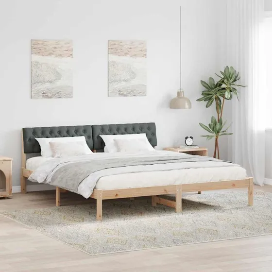Sengestel 180x200 i massivt fyrretræ - brun/mørkegrå