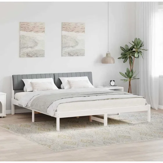 Sengestel i massivt fyrretræ 180x200 cm - Hvid/lysegrå