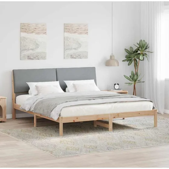 Sengestel i massivt fyrretræ 200x200 cm – brun/lys grå