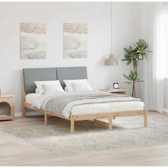 Sengestel i massivt fyrretræ 150x200 cm – brun/lysegrå