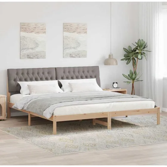 Sengestel 200x200 cm med polstret hovedgavl, brun