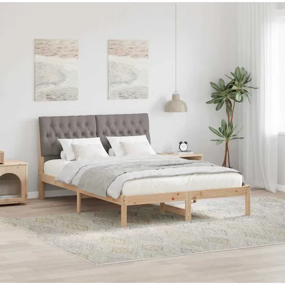 Sengestel 160x200 med polstret hovedgavl, brun/lysegrå