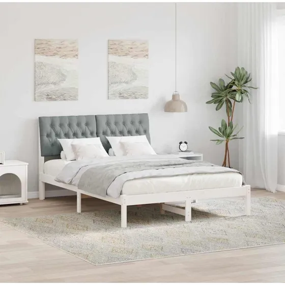 Sengestel 160x200 med polstret hovedgavl – hvid