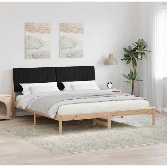 Sengestel 180x200 brun med polstret hovedgærde