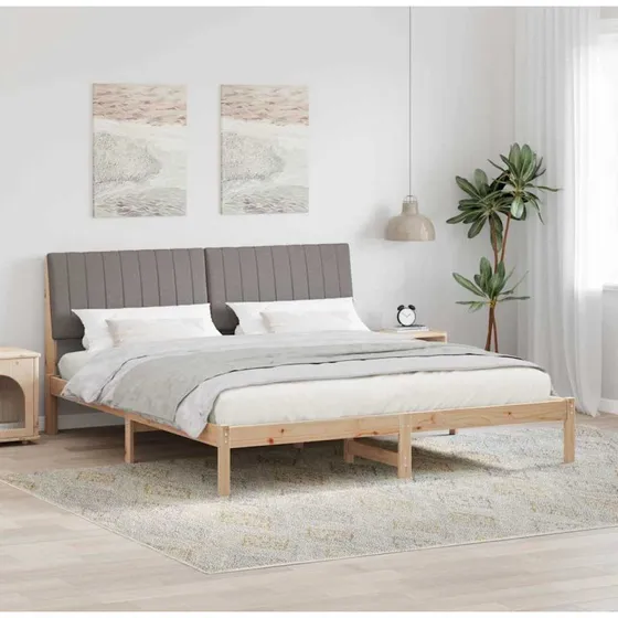 Sengestel 180x200 cm med polstret hovedgærde, brun