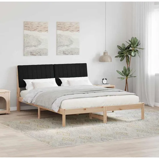 Sengestel med polstret hovedgærde 150x200 cm, brun