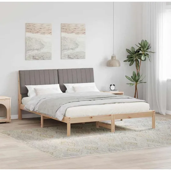 Sengestel 150x200 Brun med polstret hovedgærde