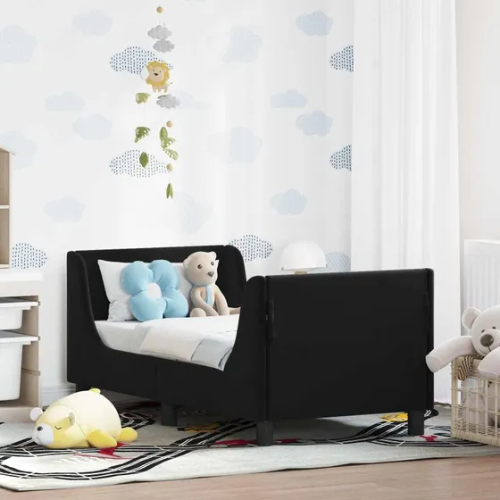 Sengestel til tumling 70x140 cm, sort fløjl med hovedgærde