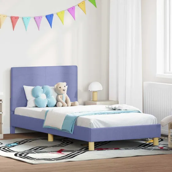 Børnesengestel Jeans blå 90x200 cm – stof & lamelbund
