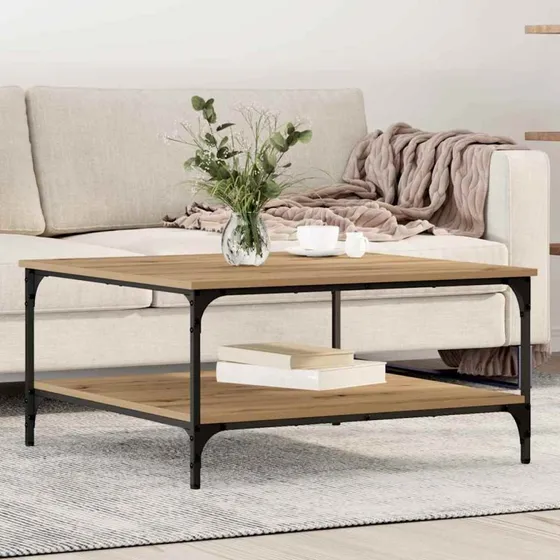 Sofabord Artisan Eg 80x80x40 cm – Industrielt look