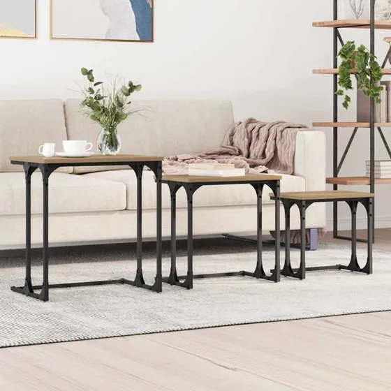 Nesting sofaborde 3 stk - Artisan eg & sort stål