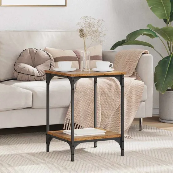 Sofabord industrielt gammelt træ 40x40x55 cm