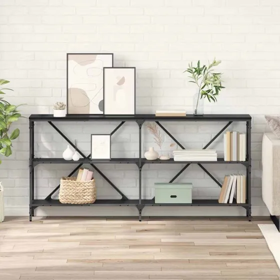 Konsolbord med hylde Sort eg 160 x 30 cm