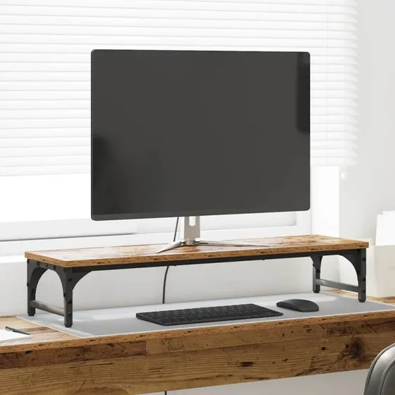 Monitorstativ i konstrueret træ 85x23x15,5 cm