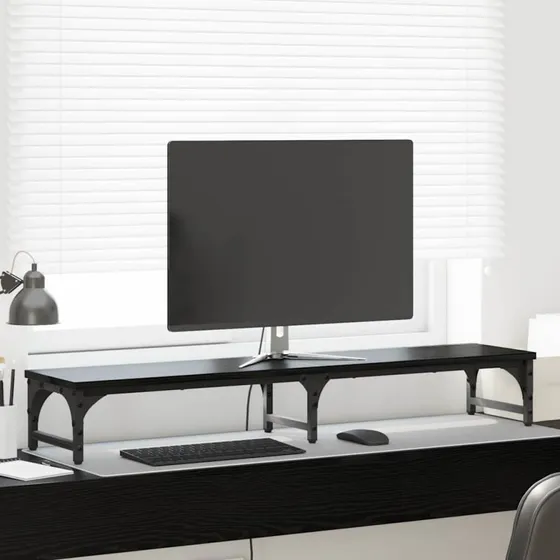 Monitorstativ i sort eg 105×23×15,5 cm – konstrueret træ