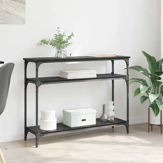 Konsolbord Sort eg 100x29x75 cm med hylde