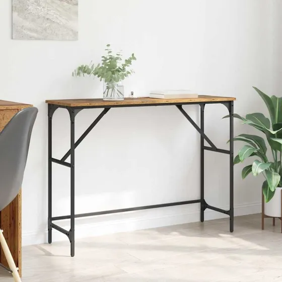 Konsolbord i gammelt træ 100x32x75 cm – industrielt design