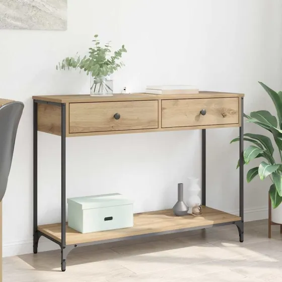 Konsolbord Artisan i Egetræ og Stål 100x34,5x75 cm