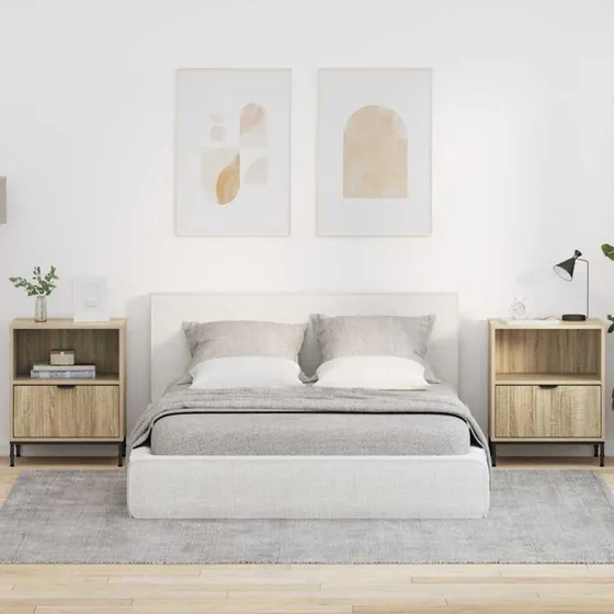 vidaXL Sengeborde 2 stk Sonoma-eg 49x36x61 cm